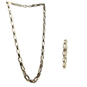 14k gold fancy link necklace and matching bracelet